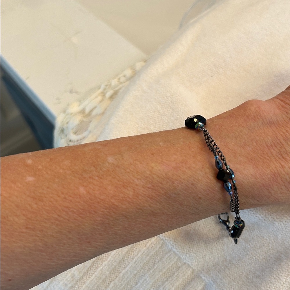 Artisan Black and Blue Beaded Bracelet